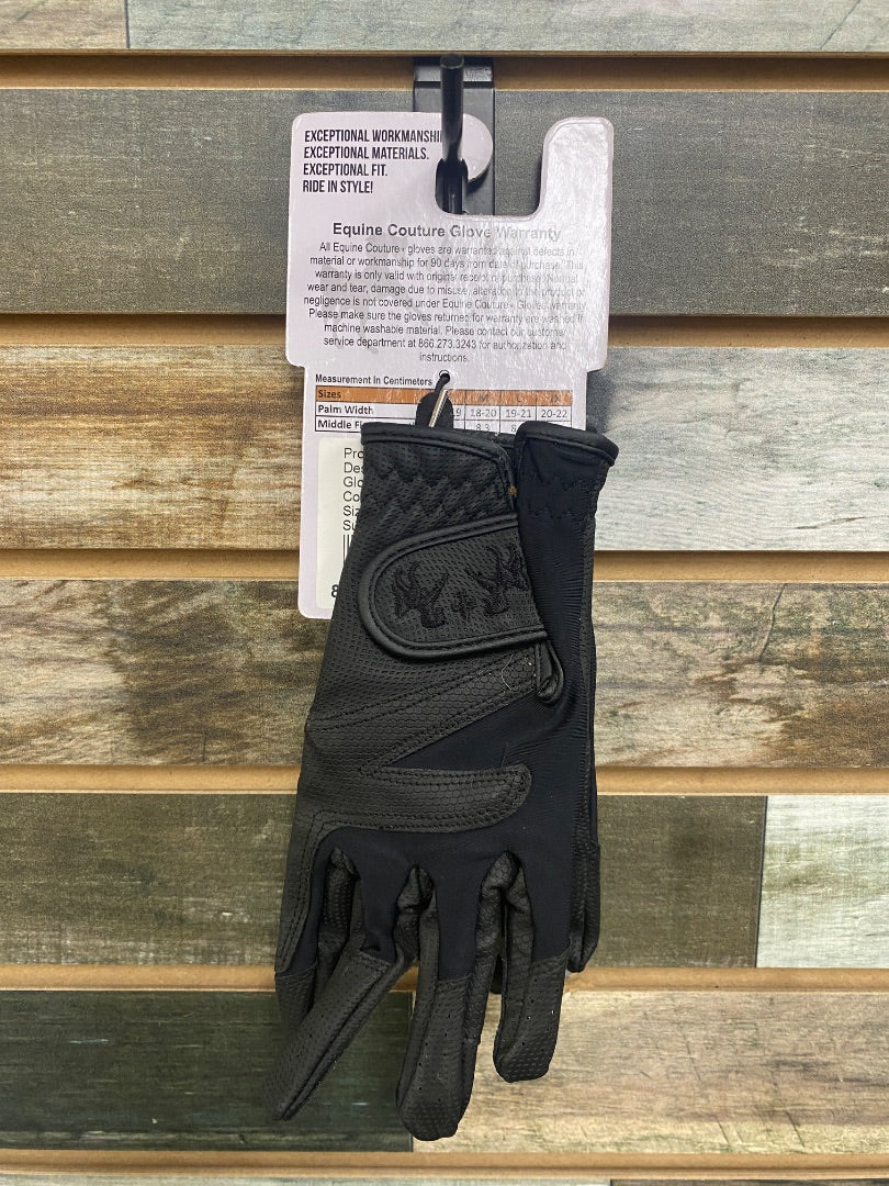 USED Equine Couture Ladies Strech Glove Small Black
