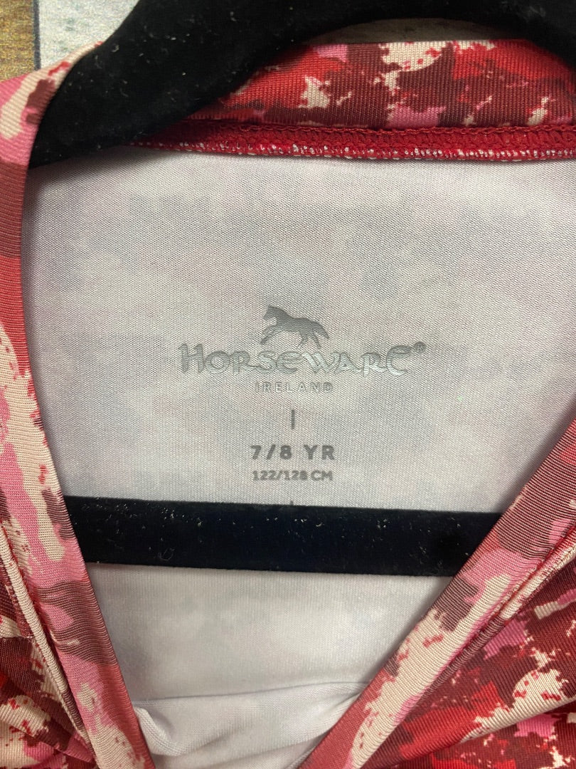 USED Horseware Ireland Youth Longsleeve Riding Top 7/8 Red/Pink