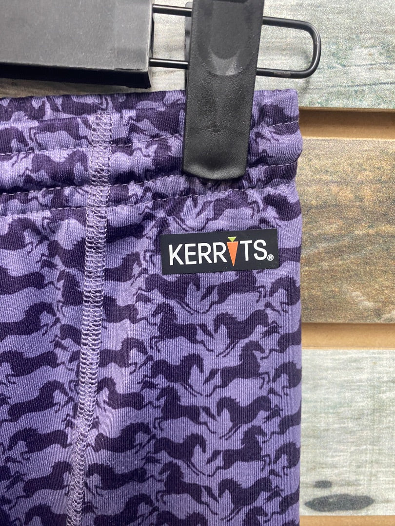 USED Kerrits Youth Kneepatch Riding Tights Medium Purple Running Horses