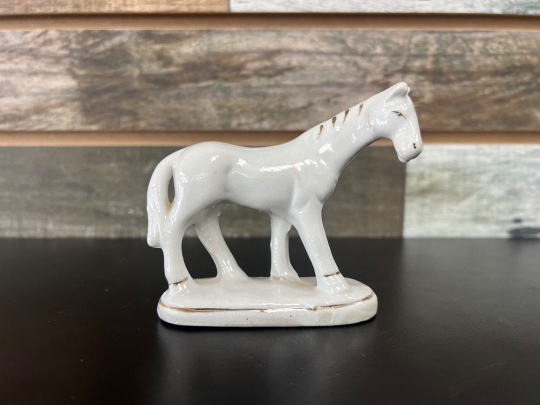 USED Vintage White Porcelain Horse Figurine White