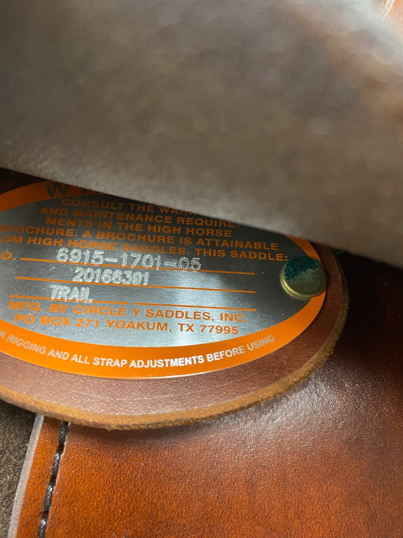USED Circle Y High Horse Western Trail Saddle 17” Dark Oil