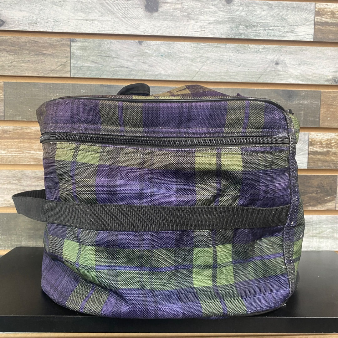 USED Centaur Blue Plaid Helmet Luggage Case Blue Plaid