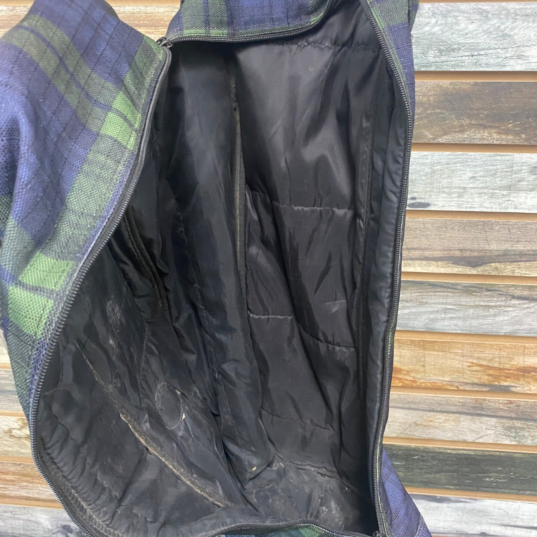 USED Centaur Blue Plaid Boot Luggage Case Blue Plaid