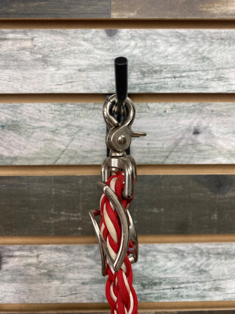USED Whinney Wear Braided Barrel Reins – Red & White, Long Style