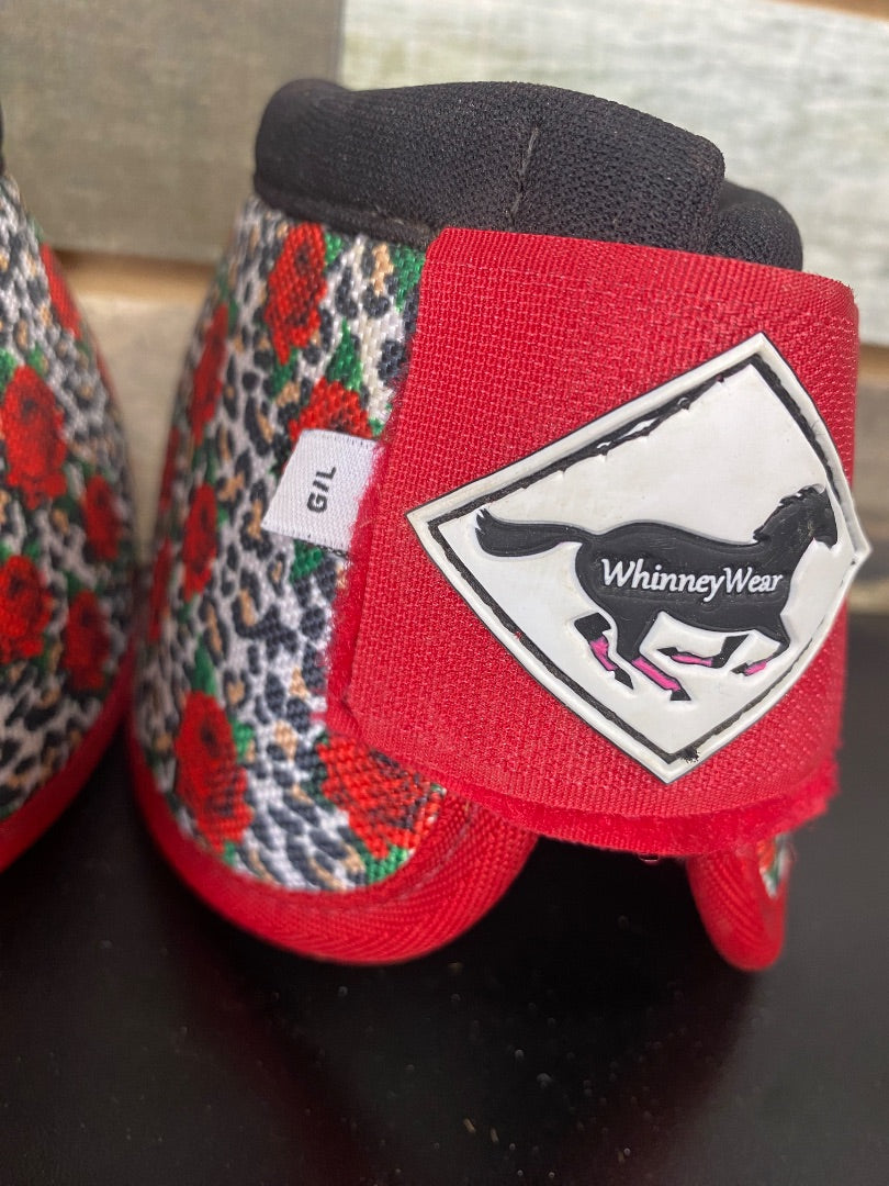 USED Whinney Wear No-Turn Bell Boots – Leopard & Rose Print