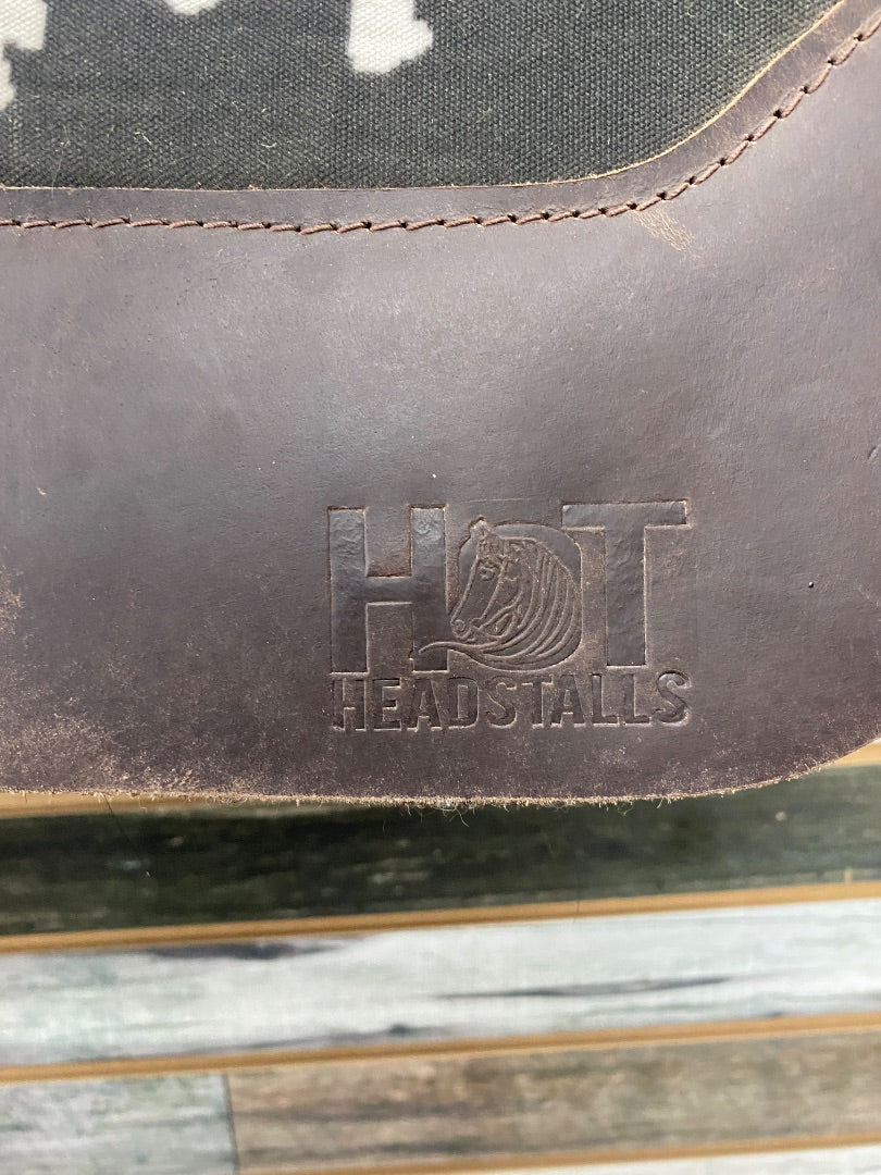 USED Hot Headstalls Western Saddle Pad – Cowhide & Sunflower Print