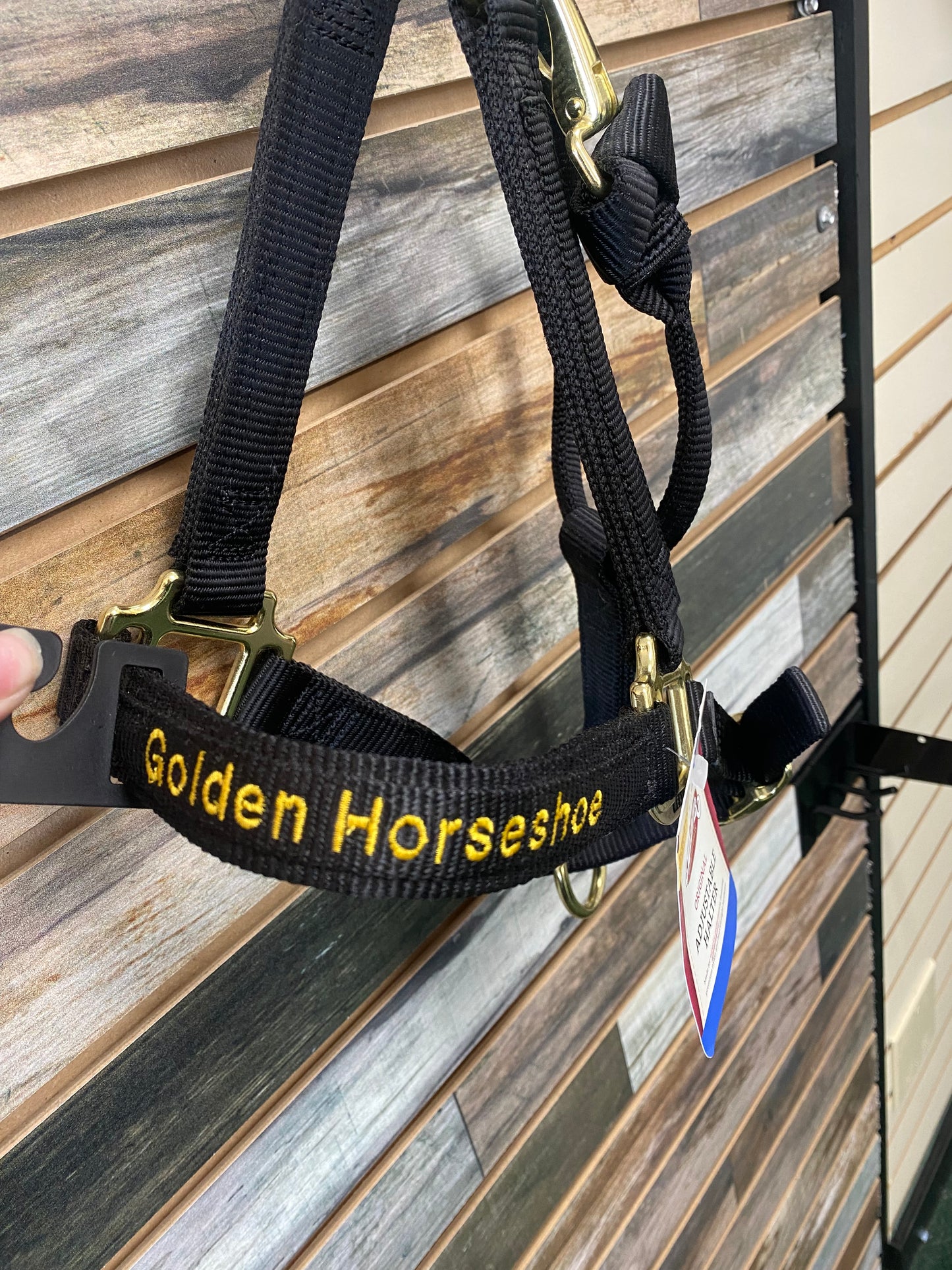 Golden Horseshoe Black Nylon Halter
