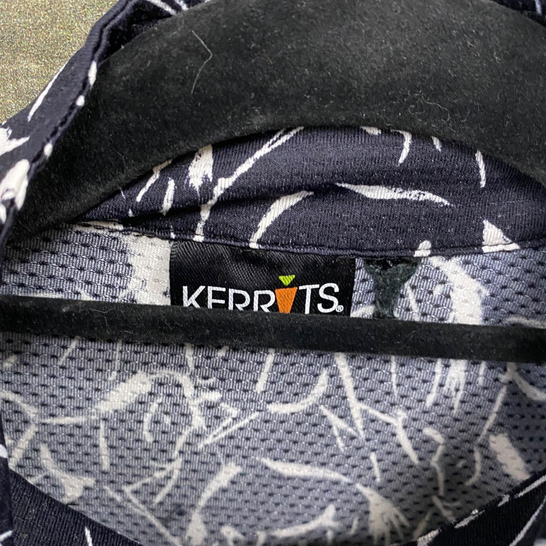 USED Kerrits Ladies English Riding Top Short Sleeve Small Black/White
