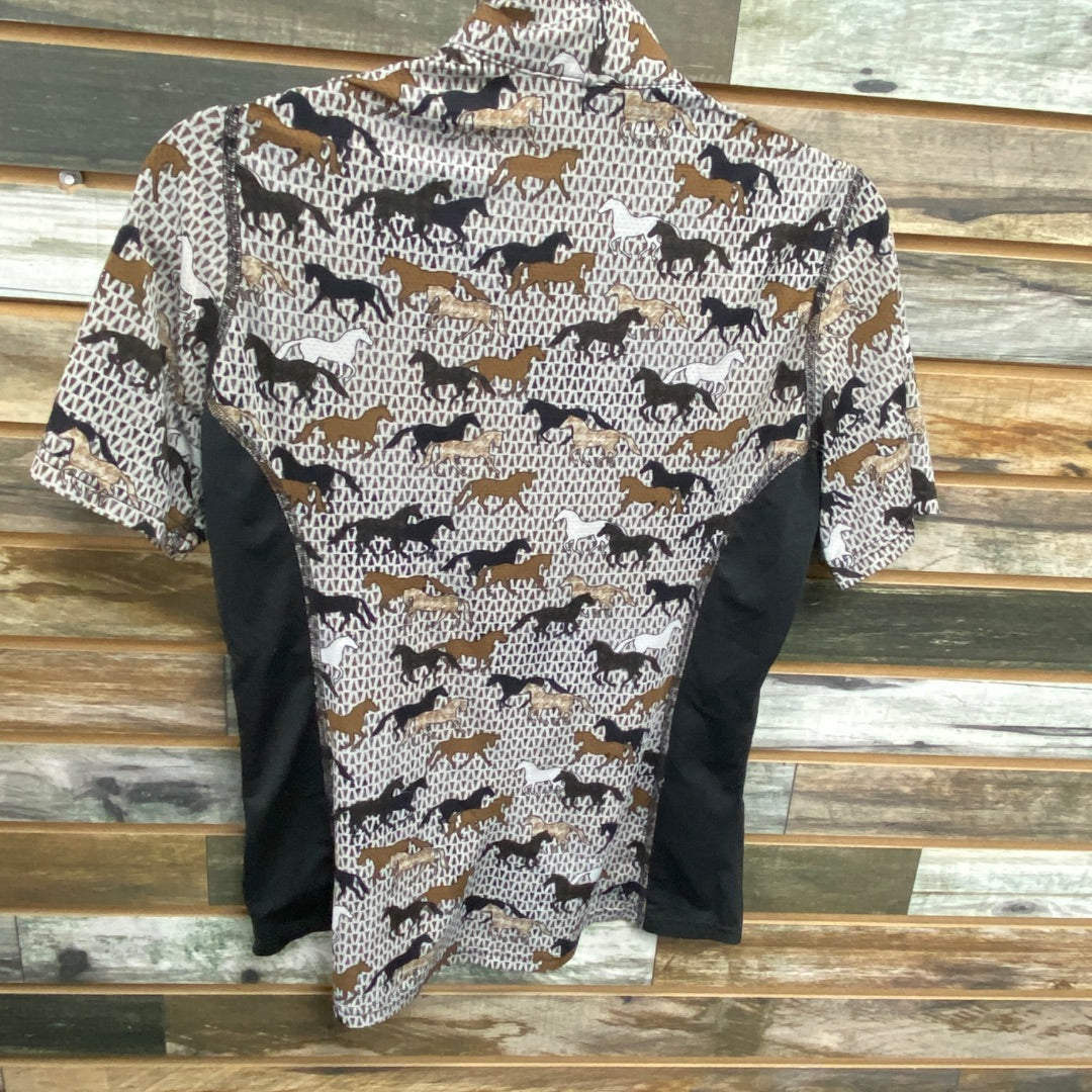 USED Kerrits Ladies Short Sleeve Sun Shirt Small Black/Brown