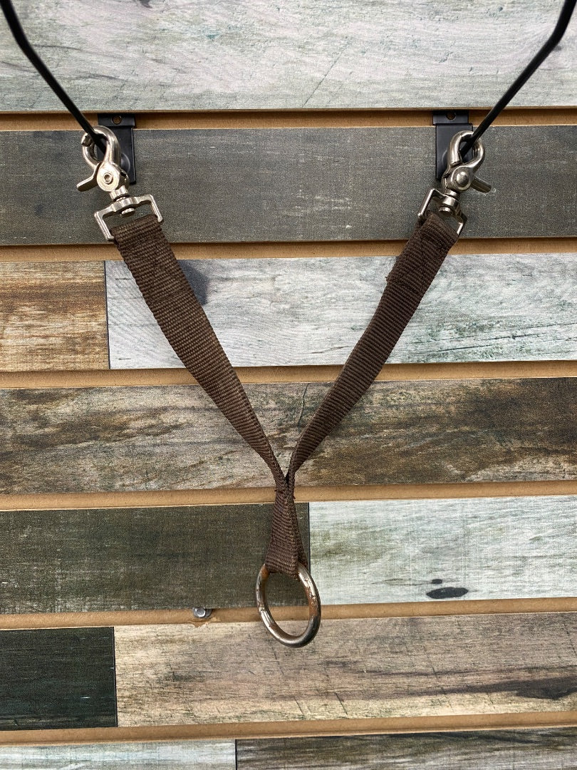 USED Golden Horseshoe Equestrian English Bit Ring Nylon Tie Down Horse Brown