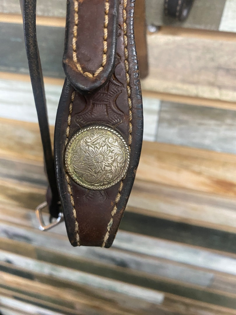 USED Western Headstall Tooled Browband Style