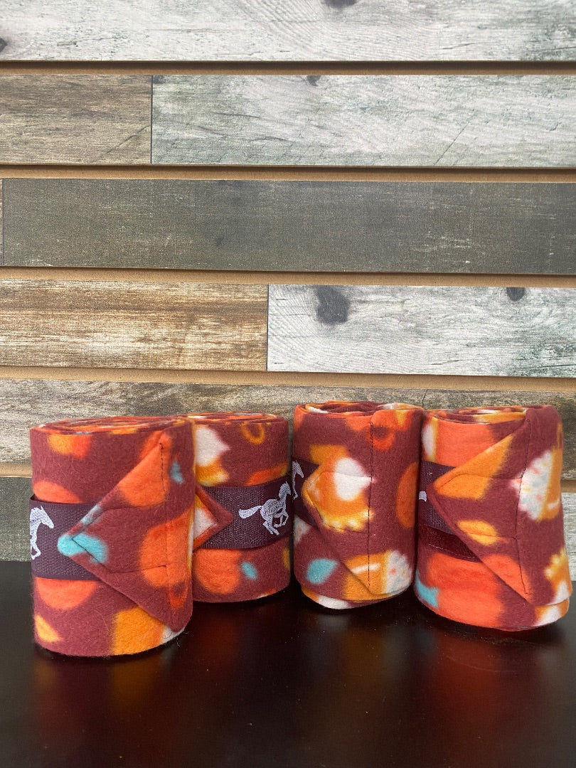 USED WhinneyWear Polo Wraps Horse Maroon/Orange