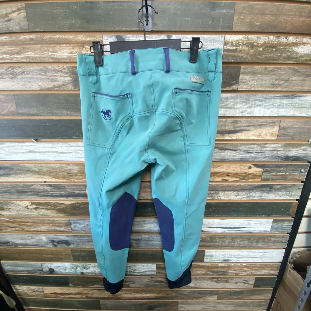 USED Smartpak Ladies English Breeches 30r teal w/navy blue