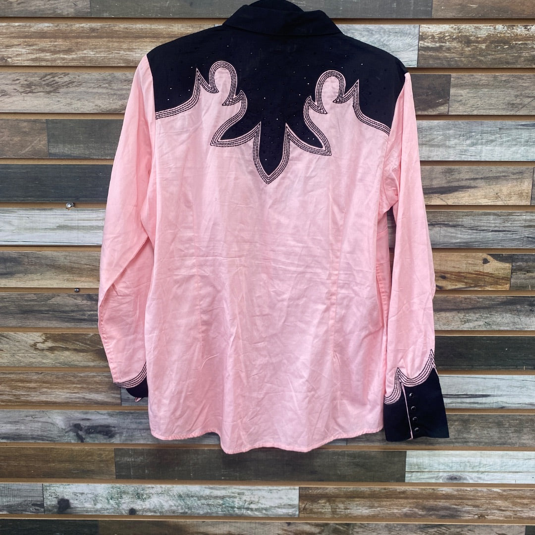 USED Ariat Ladies Western Tops Large Pink/Black