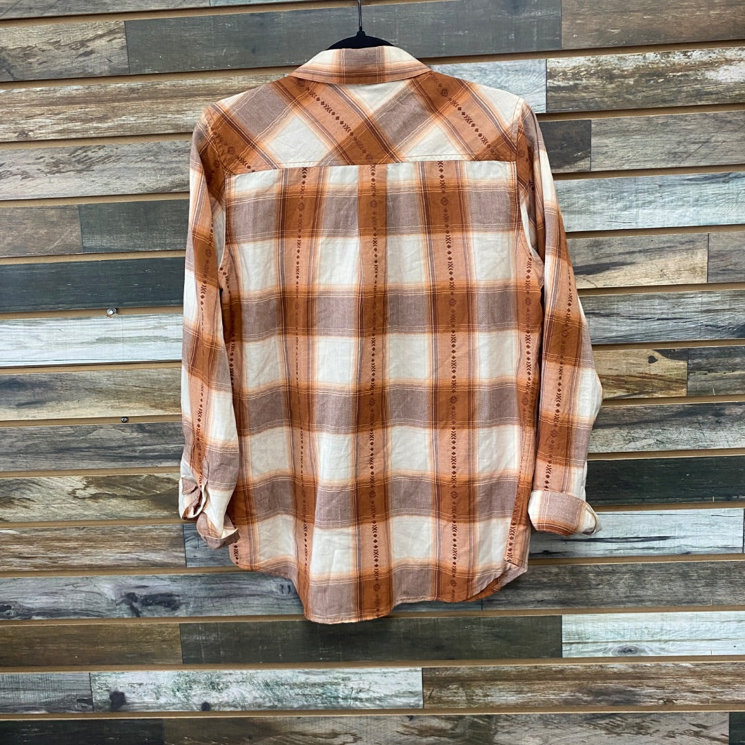 USED Ariat Ladies Western Tops Medium Orange/White