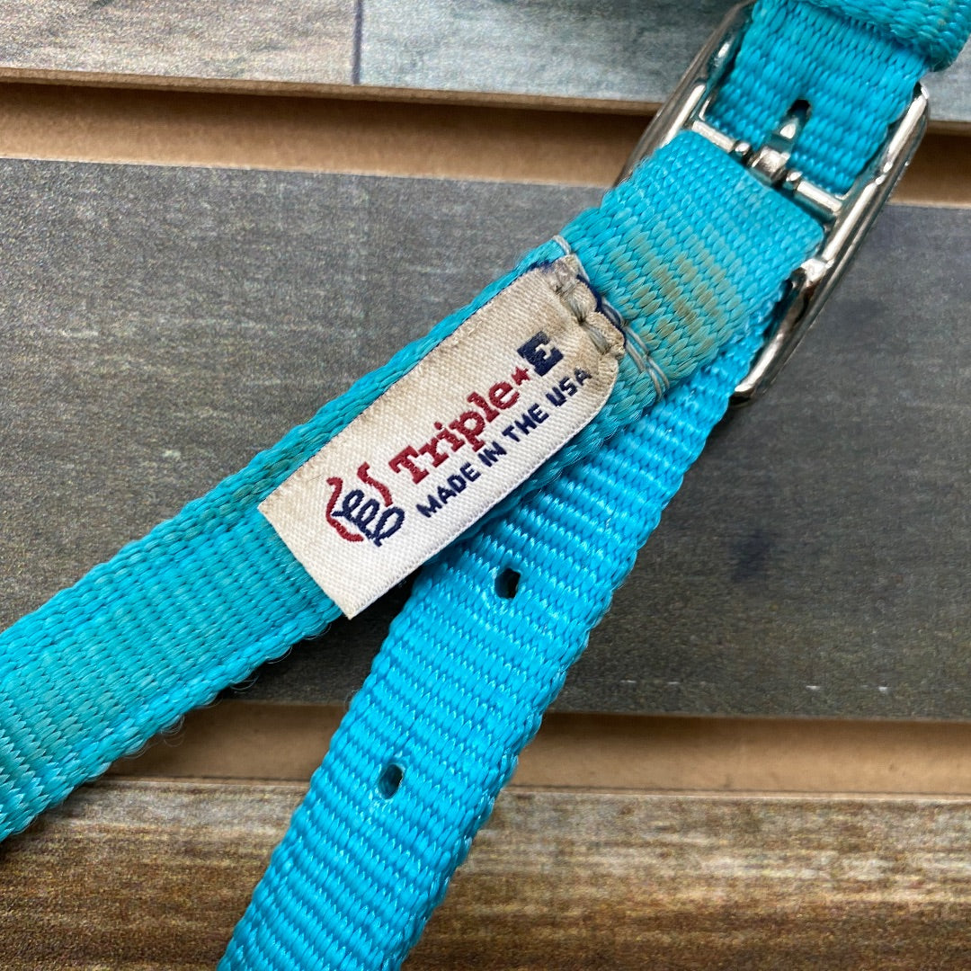 USED Triple E Nylon One-Ear Headstall Horse Light Blue