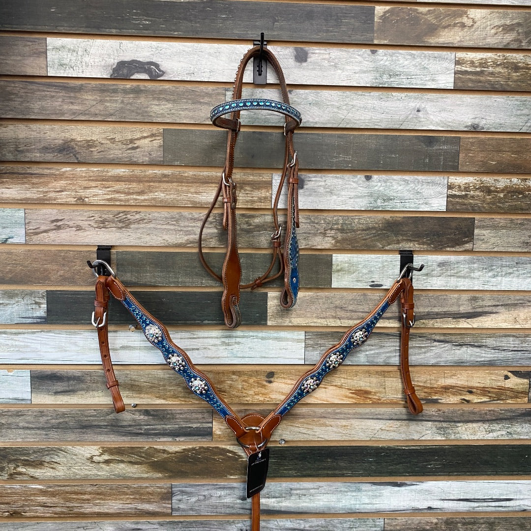 USED Madcow Breast Collar and Headstall Set | Teal