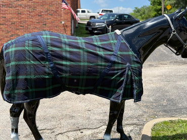 USED 78" Weatherbeeta Navy/Green Plaid Show/Stable Sheet