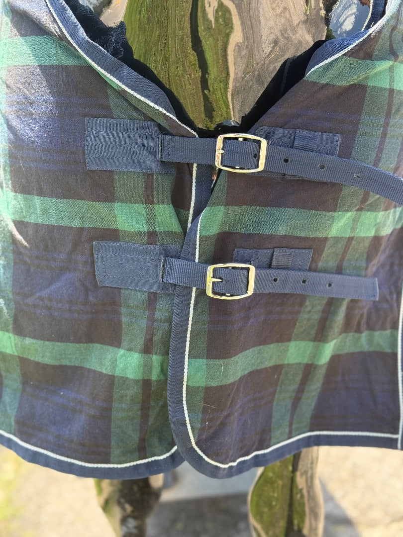 USED 78" Weatherbeeta Navy/Green Plaid Show/Stable Sheet