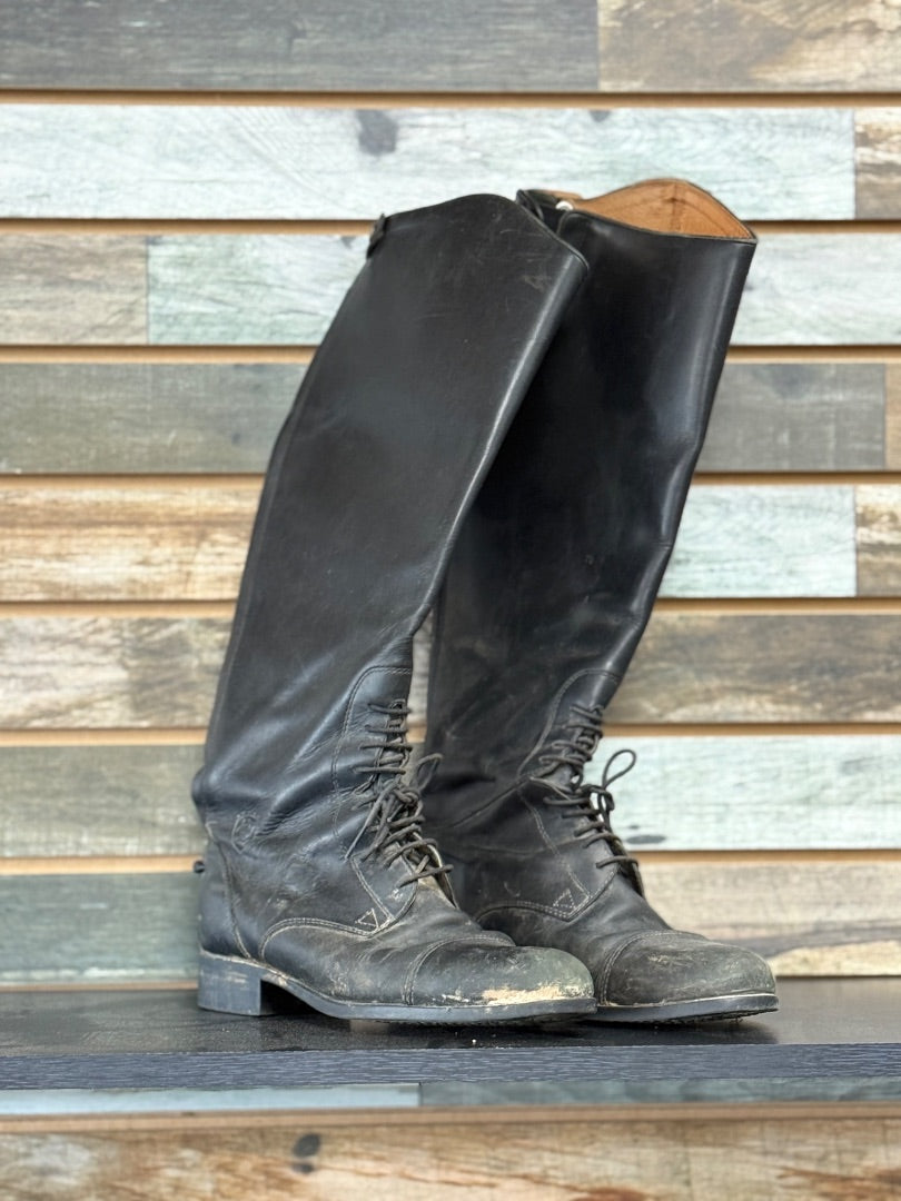 USED Black Ariat Field Tall Boots Size 8 Reg. Calf Med. Height