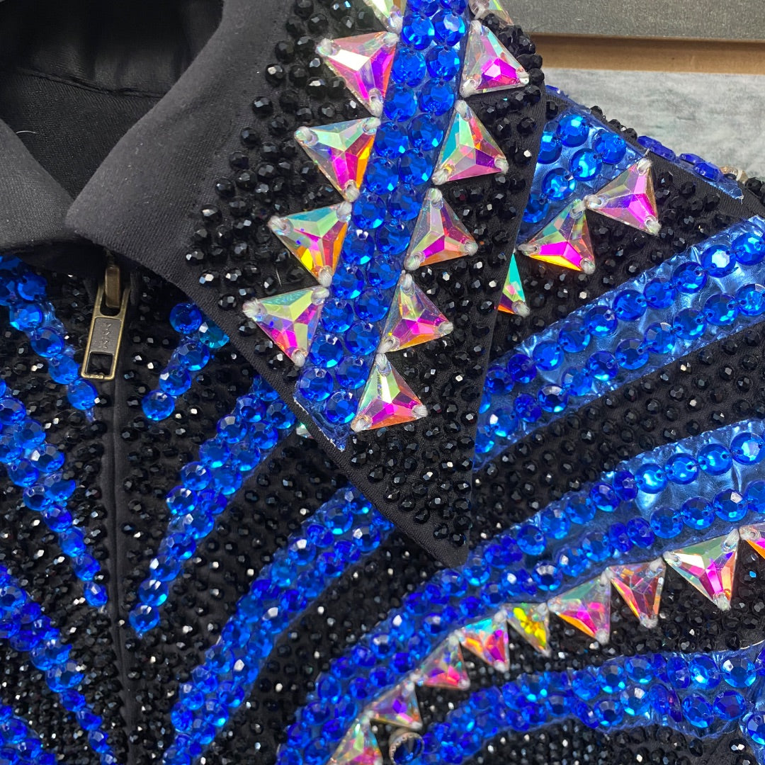 USED Show Jacket with Crystals XS Blue