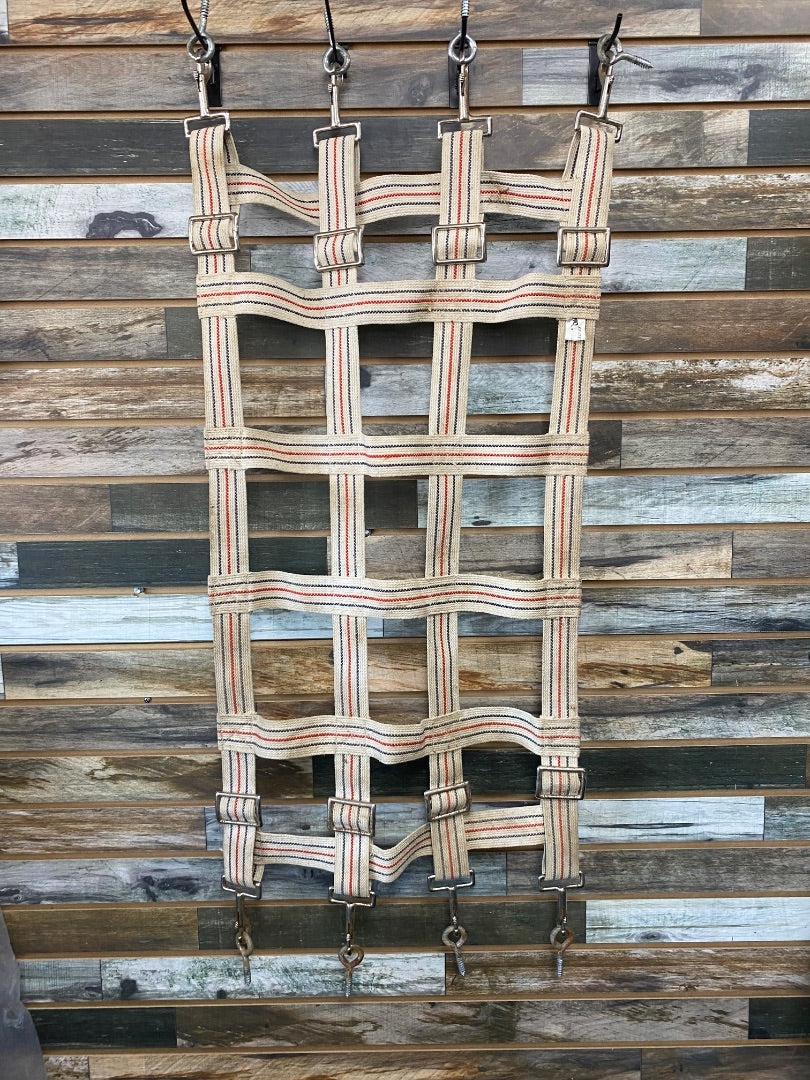 USED StateLineTack Nylon Stall Gaurd Tan/Red/Blue