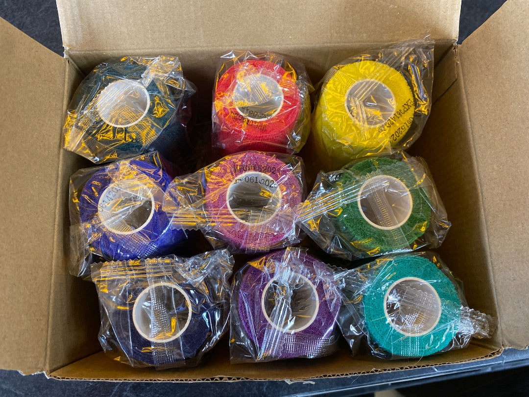 USED Golden Horseshoe Equestrian Vet Wrap (box of 9) 2” x 4” Assorted