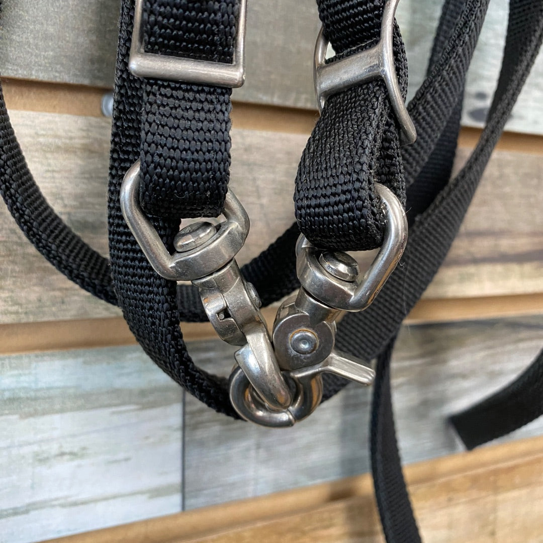 USED Nylon Split Reins 82" 82" Black