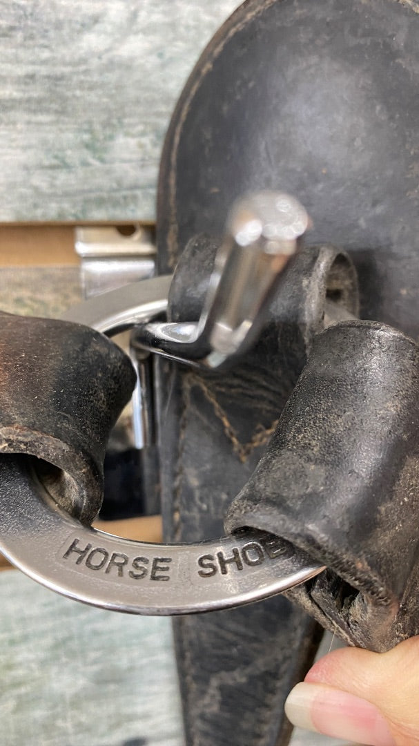 USED Horseshoe Black Leather Breast Collar Horse Black