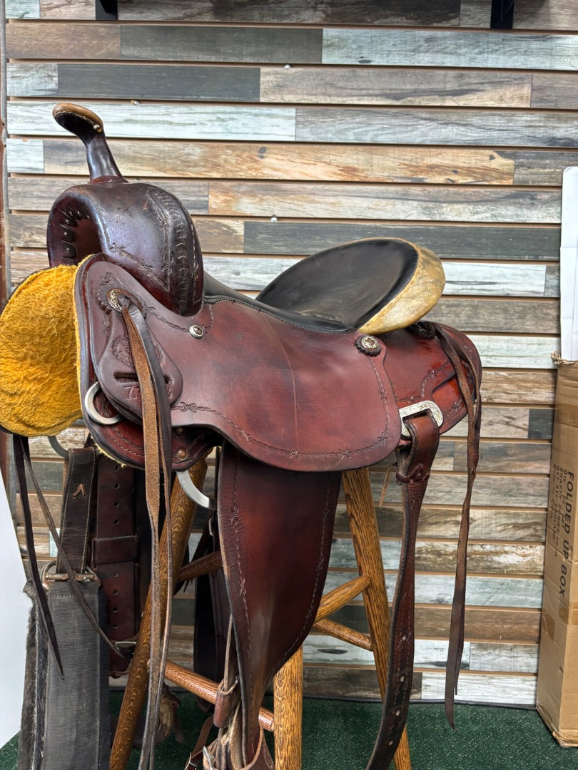 USED Billy Cook Western All Around Saddle 16.5" Medium Oil