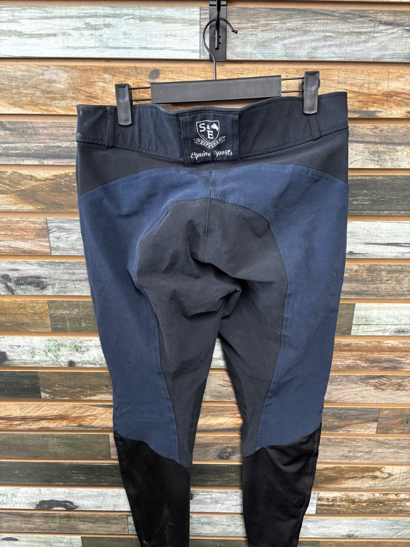 USED Horze Ladies English Breeches 32 Blue/Black