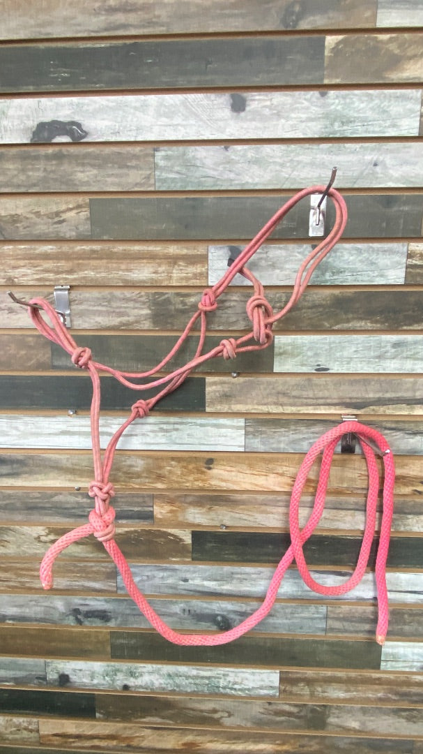USED MUSTANG Pink Rope Hatler & Lead Rope -- Good Condition