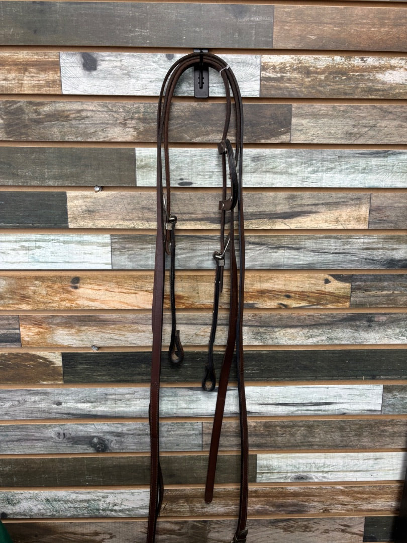 USED JTI Western Show Headstall with Split Reins Horse Brown