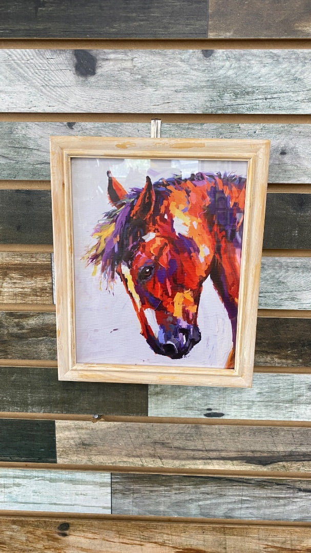 USED Horse Picture in Wooden Frame
