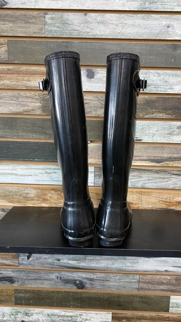USED Hunter Boots Womens Original Tall Rain Boot 7 Black