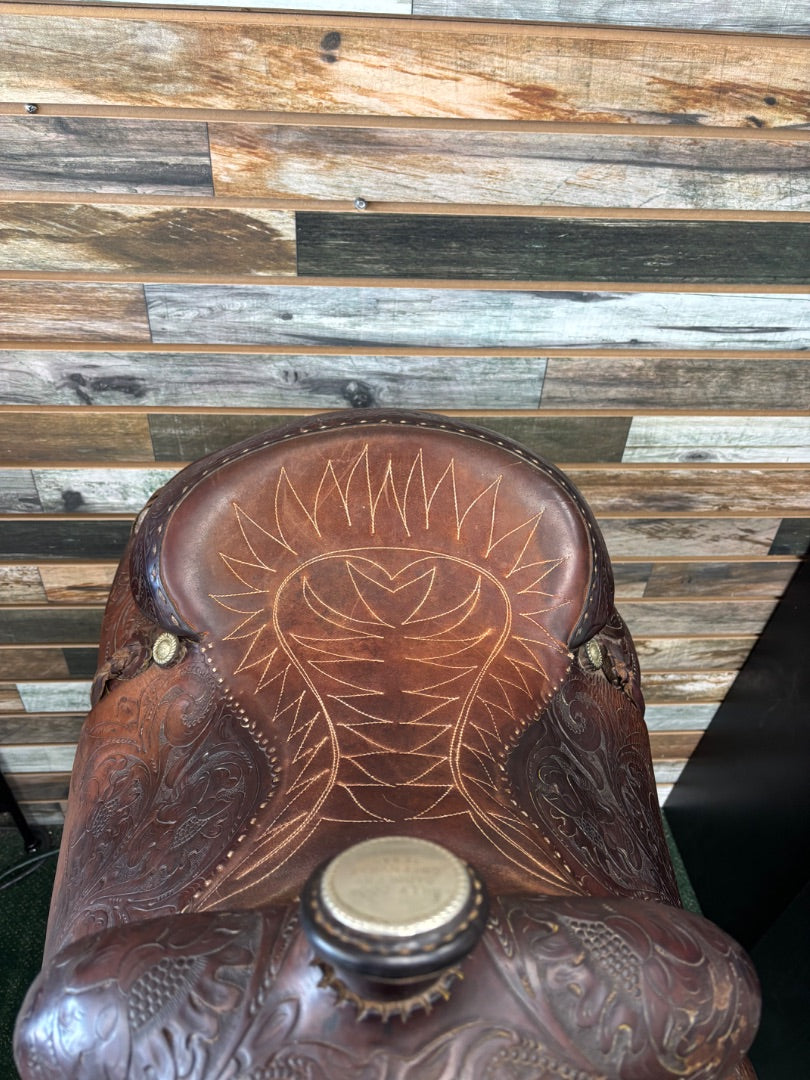 USED Billy Cook Tooled Trail Saddle 16" Dark Oil