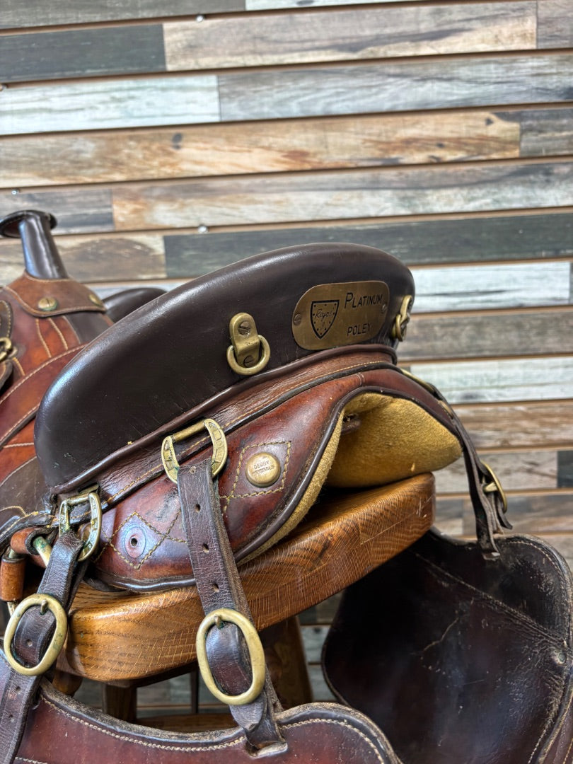 USED ROYAL PLATINUM POLEY Australian Saddle 15" Dark Oil