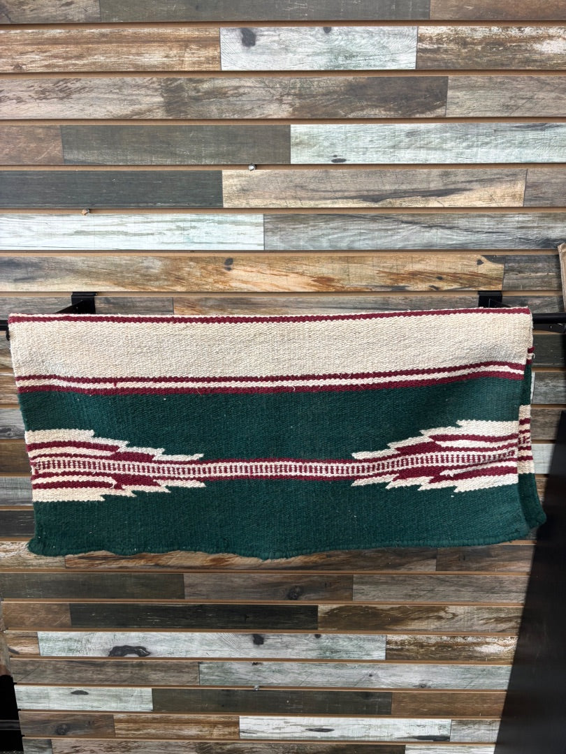 USED Western Saddle Blanket Green/Red/Tan