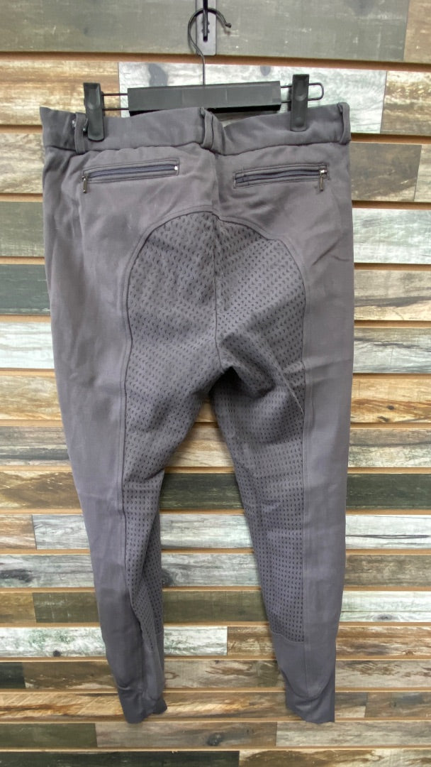 USED HR Farm Ladies English Breeches Silicone Full Seat HR Farm 30 Grey