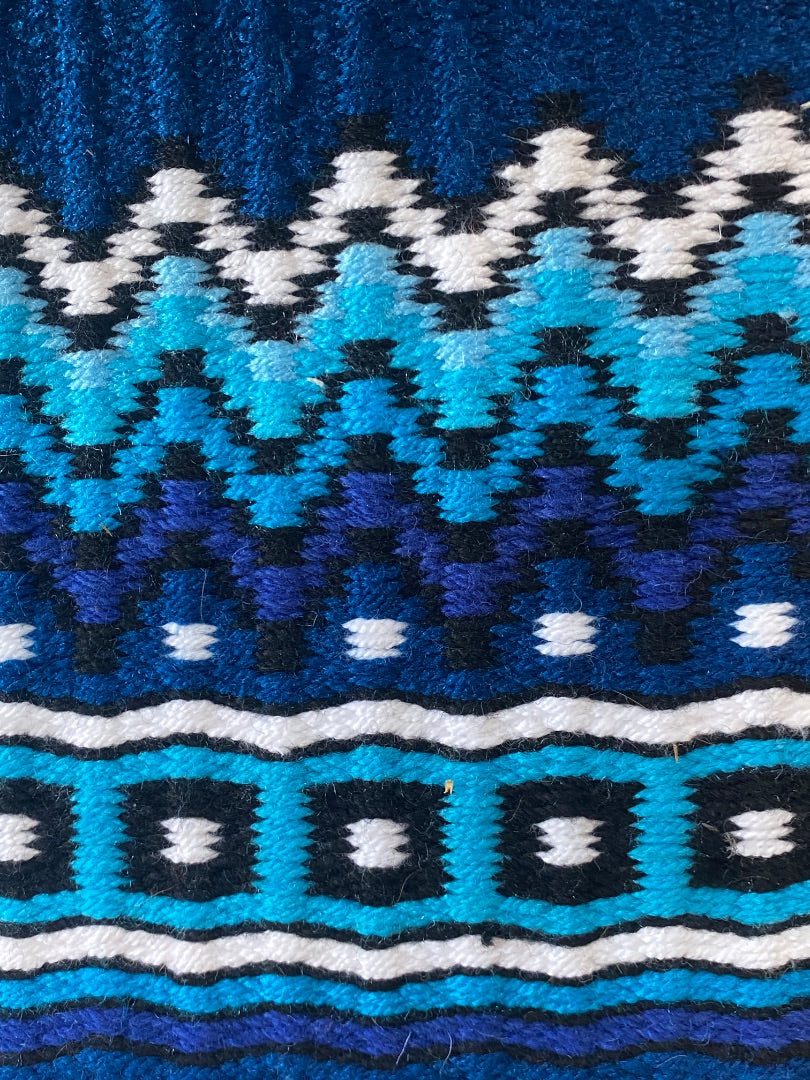 USED Bling Pads Wool Western Saddle Blanket 34x42 Blue | Ocean | White