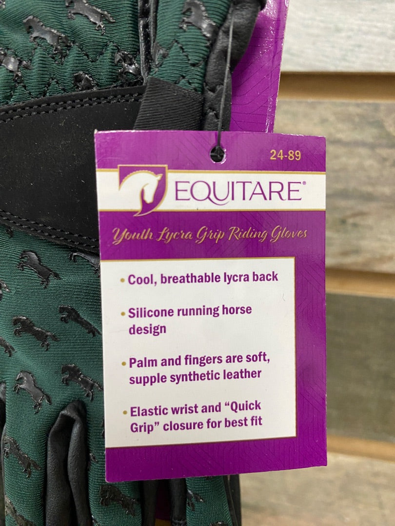 USED Equitare Youth Riding Gloves Small Green