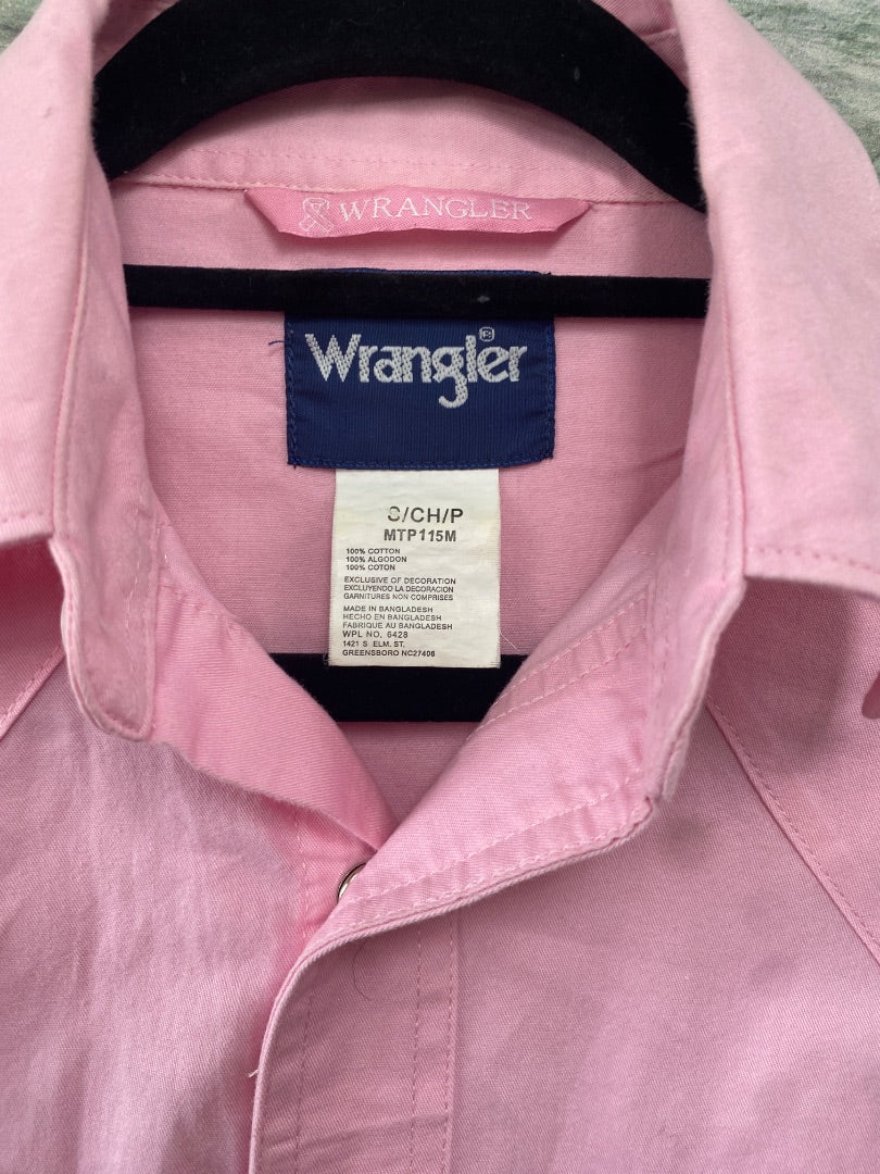 USED Wrangler Ladies Western Long Sleeve Shirt S/CH Pink