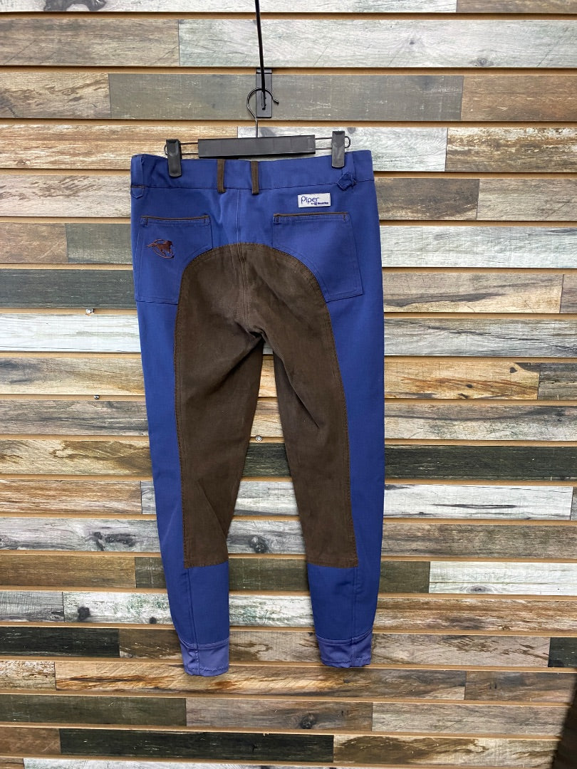 USED Piper by Smart Pak Ladies English Breeches Full Seat 28L Navy/Brown