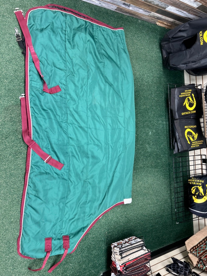 USED Smart Pak Turnout Blanket 78” Green/Burgundy
