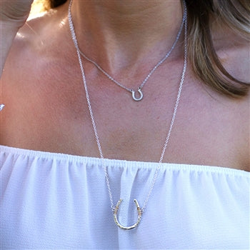 Wyo Horse Jewelry - Wire Wrapped Horseshoe Necklace - Silver - Package (3)