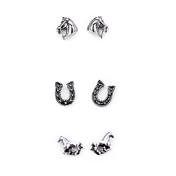 Wyo Horse Jewelry - Set of Three Horse Earrings - Package (3)