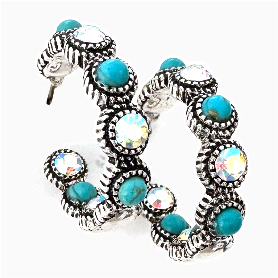 Wyo Horse Jewelry - Small Inlayed Stone Hoops - AB - Package (3)