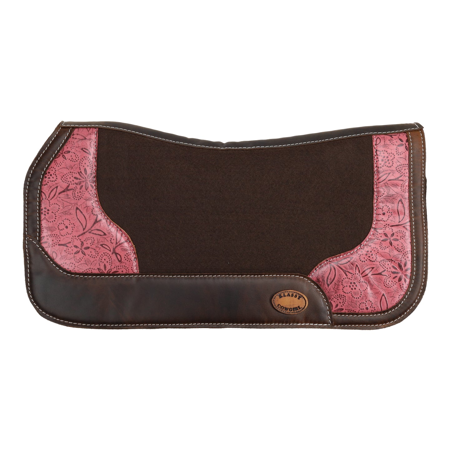 Klassy Cowgirl 28" x 30" Pink Prairie Contoured Felt Saddle Pad
