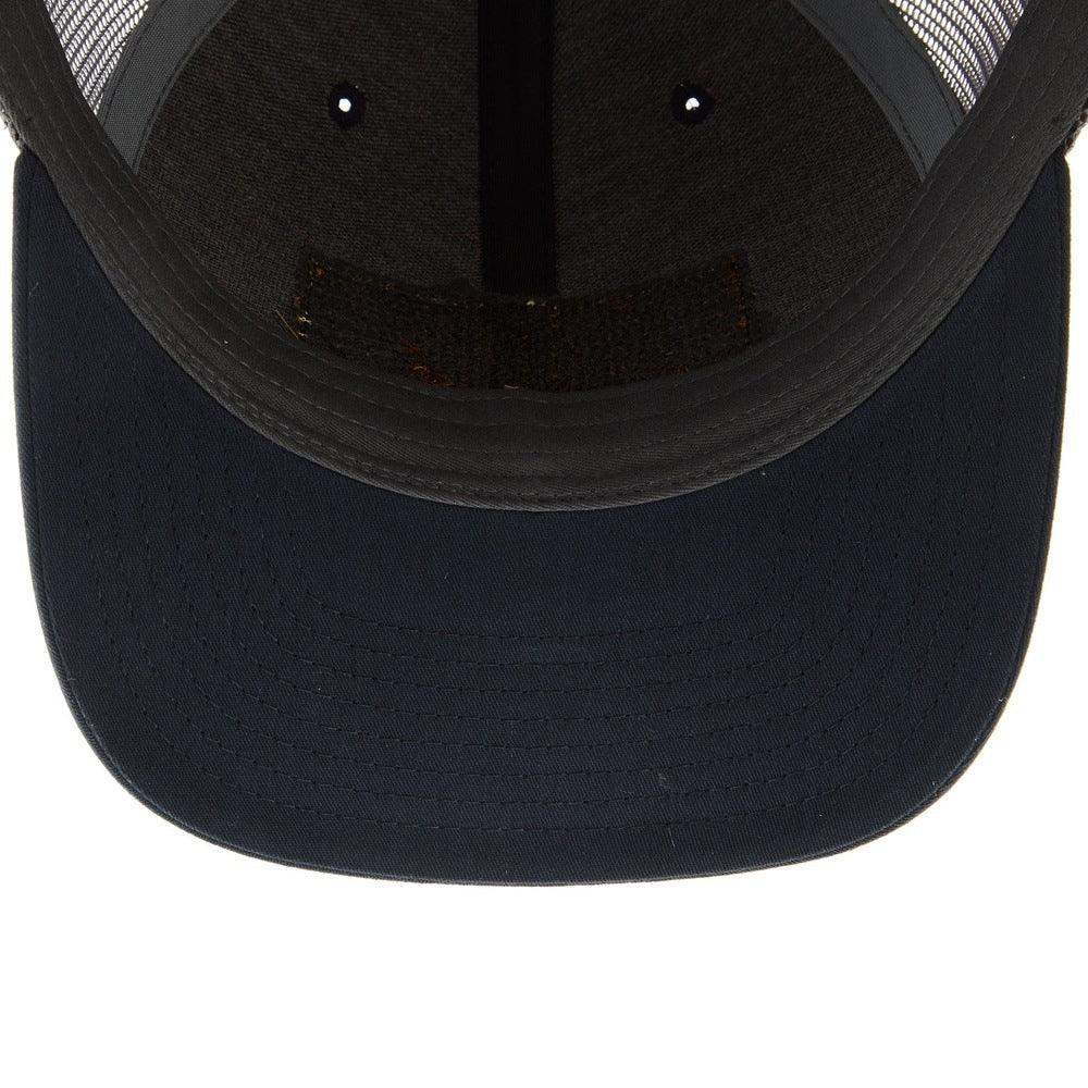 Navy And Charcoal Leather Patch Logo Mesh Back Cap