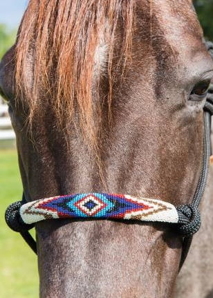Beaded Rope Halter Black/Turquoise